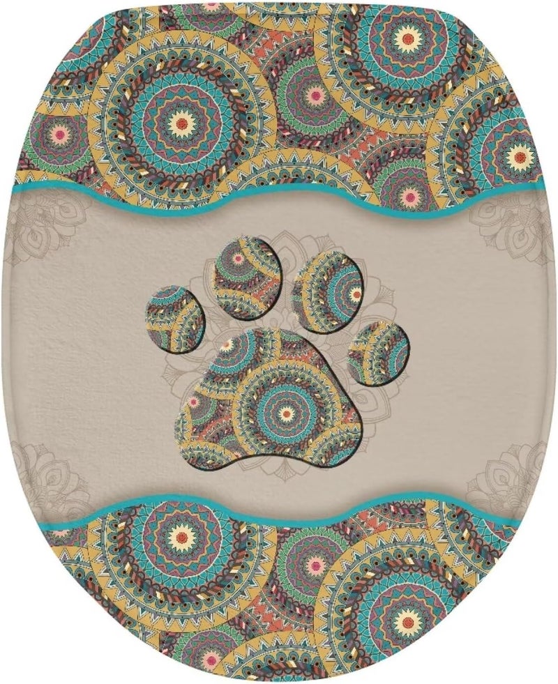 Flashideas Dog Paw Prints Toilet Lid Cover Bathroom Decoration Accessories Bathroom Toilet Lid Soft Plush Seat Covers Seat Covers Fits Most Lids for Accessories Decor - Image 1